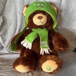 M&Ms Plush Bear with Green hat and scarf
